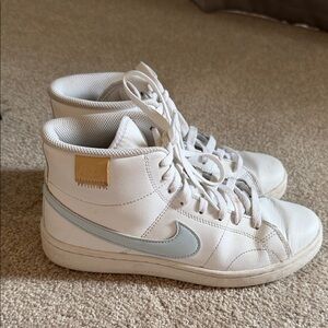 Nike White and Blue High-Top Sneakers